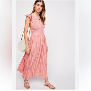 Free People Butterflies Chambray Midi Dress Size S